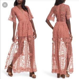 Blush socialite lace romper.